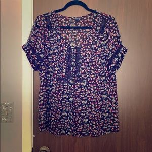 AEO button-up semi-sheer blouse